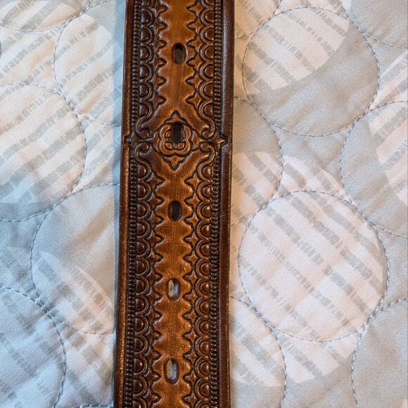 Vintage Men`s Award Design Medals Leather belt with solid brass Racoon buckle 32 - Picture 14 of 15